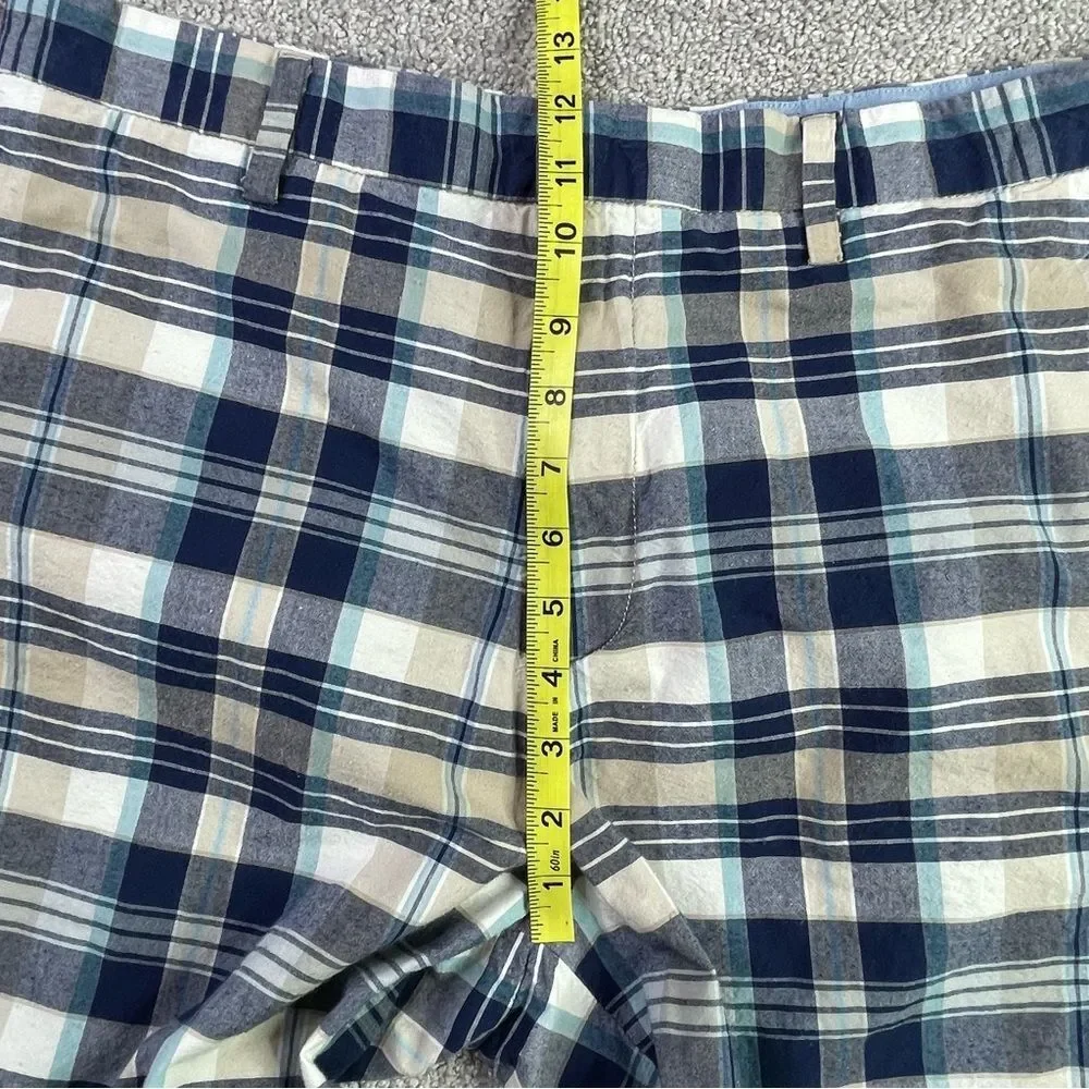 Nautica Shorts Men's 34 Blue Plaid Pockets Flat Front Casual Cotton Summer - Picture 10 of 13